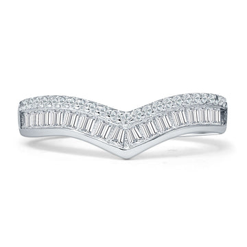 Half Eternity Band 6.3mm Curved Contour Ring Cubic Zirconia 925 Sterling Silver Wholesale